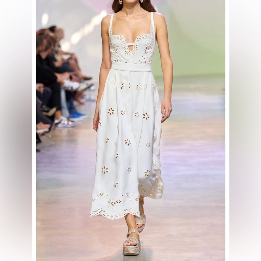 Elie Saab NWT flower wedding dress / Cadi Midi Dress white Gardenia size 38